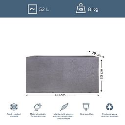 IDEALIST Lite Ribbed Light Concrete Trough Planter
