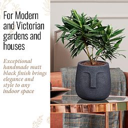 IDEALIST Lite Textured Concrete Effect Oval Indoor Face Pot