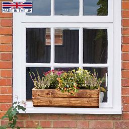 Rustic Scandinavian Redwood Window Box Outdoor Planter Made in UK by HORTICO