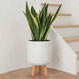 IDEALIST Lite Honeycomb Style Cylinder Planter on Legs, Round Pot Plant Stand Indoor