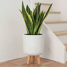 IDEALIST Lite Honeycomb Style Cylinder Planter on Legs, Round Pot Plant Stand Indoor