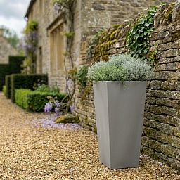 Set of IDEALIST Lite Light Concrete Garden Tall Planters, Outdoor Plant Pots with Tapered Shape