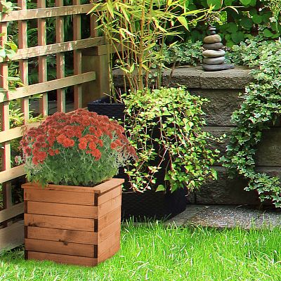 Rustic Scandinavian Redwood Square Outdoor Planter Made in UK by HORTICO