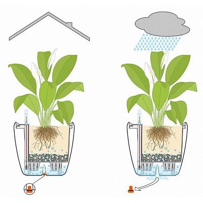 LECHUZA CLASSICO LS Round Poly Resin Self-watering Planter Set