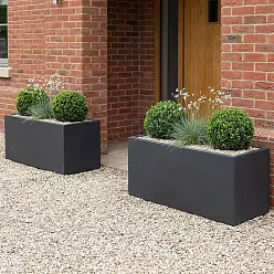 IDEALIST Lite Contemporary Light Concrete High Trough Planter Set