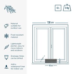 WINDOW BOX Fiberstone Slim Low Planter by Idealist Premium Balcony