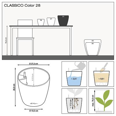 LECHUZA CLASSICO Color Round Poly Resin Self-watering Planter