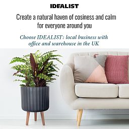 IDEALIST Lite Modern Ribbed Cylinder Planter on Legs, Round Pot Plant Stand Indoor