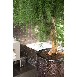 Glaze Round Tall Polystone Indoor Planter