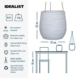 IDEALIST Lite Plaited Style Table and Hanging Plant Pot Dual Use Indoor Egg Planter