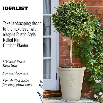 IDEALIST Lite Rustic Style Rolled Rim Vase Outdoor Planter