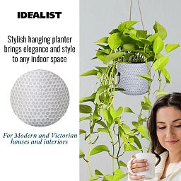 IDEALIST Lite Honeycomb Style Table and Hanging Cylinder Round Plant Pot Dual Use Indoor Planter