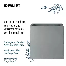 IDEALIST Lite Square Box Contemporary Light Concrete Planter
