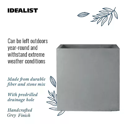 IDEALIST Lite Square Box Contemporary Light Concrete Planter