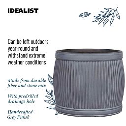 IDEALIST Lite Vertical Ribbed Vintage Style Barrel Round Planter