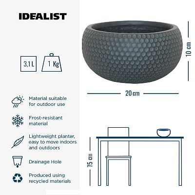 IDEALIST Lite Honeycomb Style Bowl Outdoor Planter