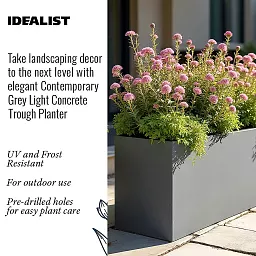 IDEALIST Lite Contemporary Light Concrete High Trough Planter