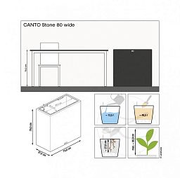 LECHUZA CANTO Stone Wide Trough Poly Resin Floor Self-watering Planter
