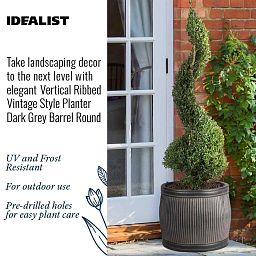 IDEALIST Lite Vertical Ribbed Vintage Style Barrel Round Planter