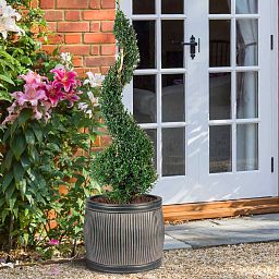 IDEALIST Lite Vertical Ribbed Vintage Style Barrel Round Planter