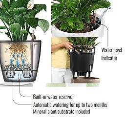 LECHUZA CLASSICO LS Round Poly Resin Self-watering Planter Set