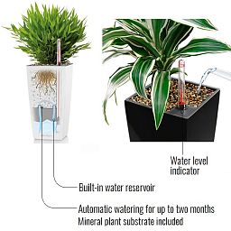 LECHUZA CUBI Square Poly Resin Indoor Self-watering Planter
