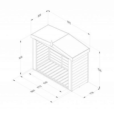 Outdoor Wooden Overlap Presssure Treated Apex Log Store by Forest Garden