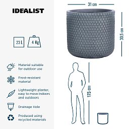 IDEALIST Lite Honeycomb Style Cylinder Round Outdoor Planter