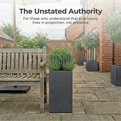 IDEALIST Lite Tall Square Contemporary Light Concrete Planter Set