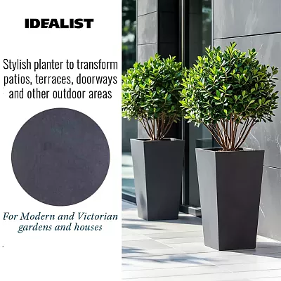IDEALIST Lite Tall Tapered Contemporary Light Concrete Planter Set