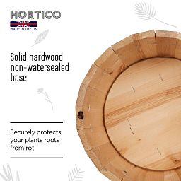 Rustic European Birch Hardwood Round Tub Half Barrel Outdoor Planter Made in UK by HORTICO