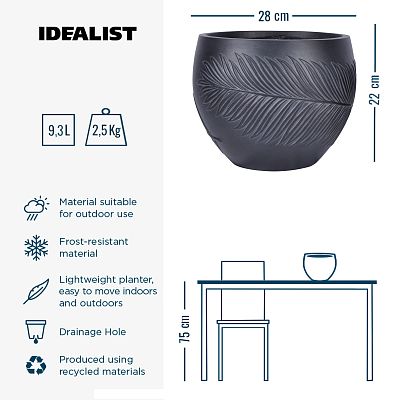 IDEALIST Lite Leaf Embossed Ball Planter