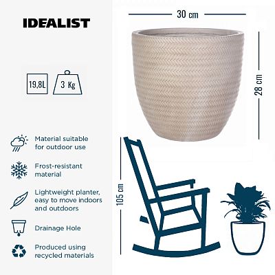 IDEALIST Lite Plaited Style Round Planter Outdoor Plant Pot