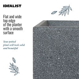 IDEALIST Lite Textured Concrete Effect Tall Square Outdoor Planter