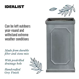 IDEALIST Lite Faux Lead Chelsea Light Concrete Tall Square Planter