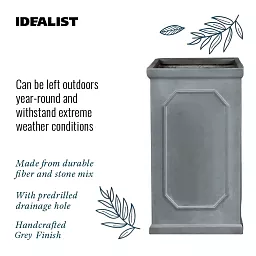 IDEALIST Lite Faux Lead Chelsea Light Concrete Tall Square Planter