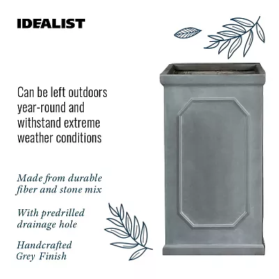 IDEALIST Lite Faux Lead Chelsea Light Concrete Tall Square Planter