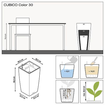 LECHUZA CUBICO Color Square Tall Poly Resin Self-watering Planter Set
