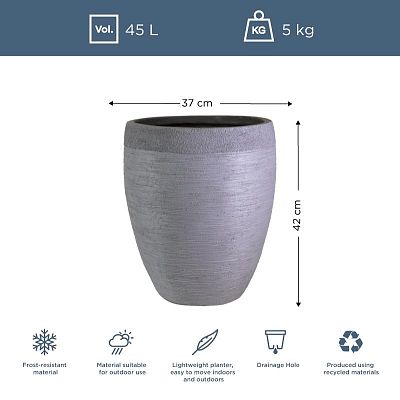 IDEALIST Lite Ribbed Light Concrete Vase Planter