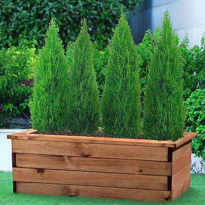 Rustic Scandinavian Redwood Trough Outdoor Planter Made in UK by HORTICO