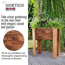 Rustic Scandinavian Redwood Raised Bed Outdoor Planter on Legs Made in UK by HORTICO