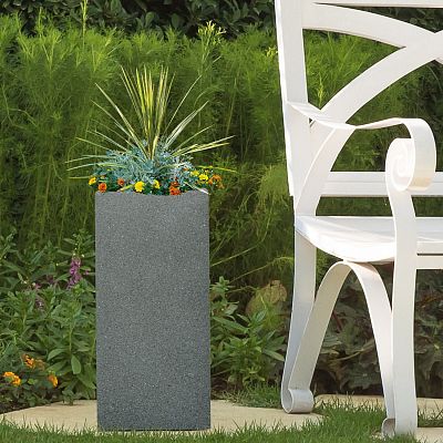 IDEALIST Lite Textured Concrete Effect Tall Square Outdoor Planter