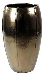 Ceramic Round Tall Lined Glossy Planter Pot In/Out