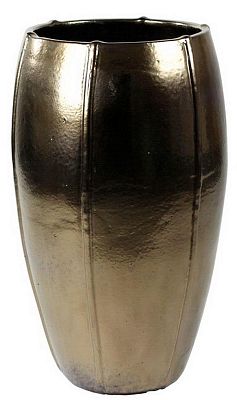 Ceramic Round Tall Lined Glossy Planter Pot In/Out