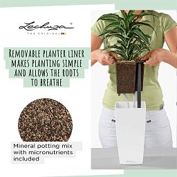 LECHUZA CUBI Square Poly Resin Indoor Self-watering Planter