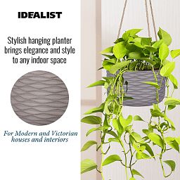 IDEALIST Lite Wave Style Table and Hanging Cylinder Round Plant Pot Dual Use Indoor Planter