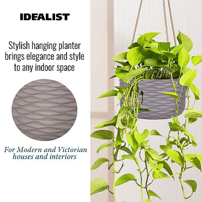 IDEALIST Lite Wave Style Table and Hanging Cylinder Round Plant Pot Dual Use Indoor Planter
