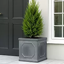 IDEALIST Lite Chelsea Flower Box Square Garden Planter, Faux Lead Grey...