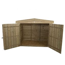 Installed Outdoor Pressure Treated Wooden Overlap Apex Outdoor Store by Forest Garden