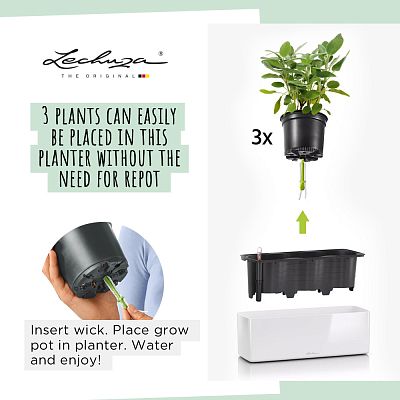 LECHUZA CUBE Glossy Triple Trough Poly Resin Self-watering Planter